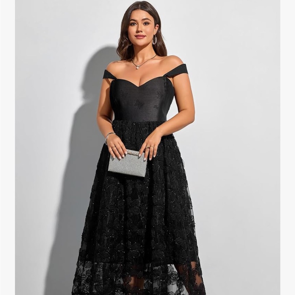 Elegant Black Off-Shoulder Dress XL